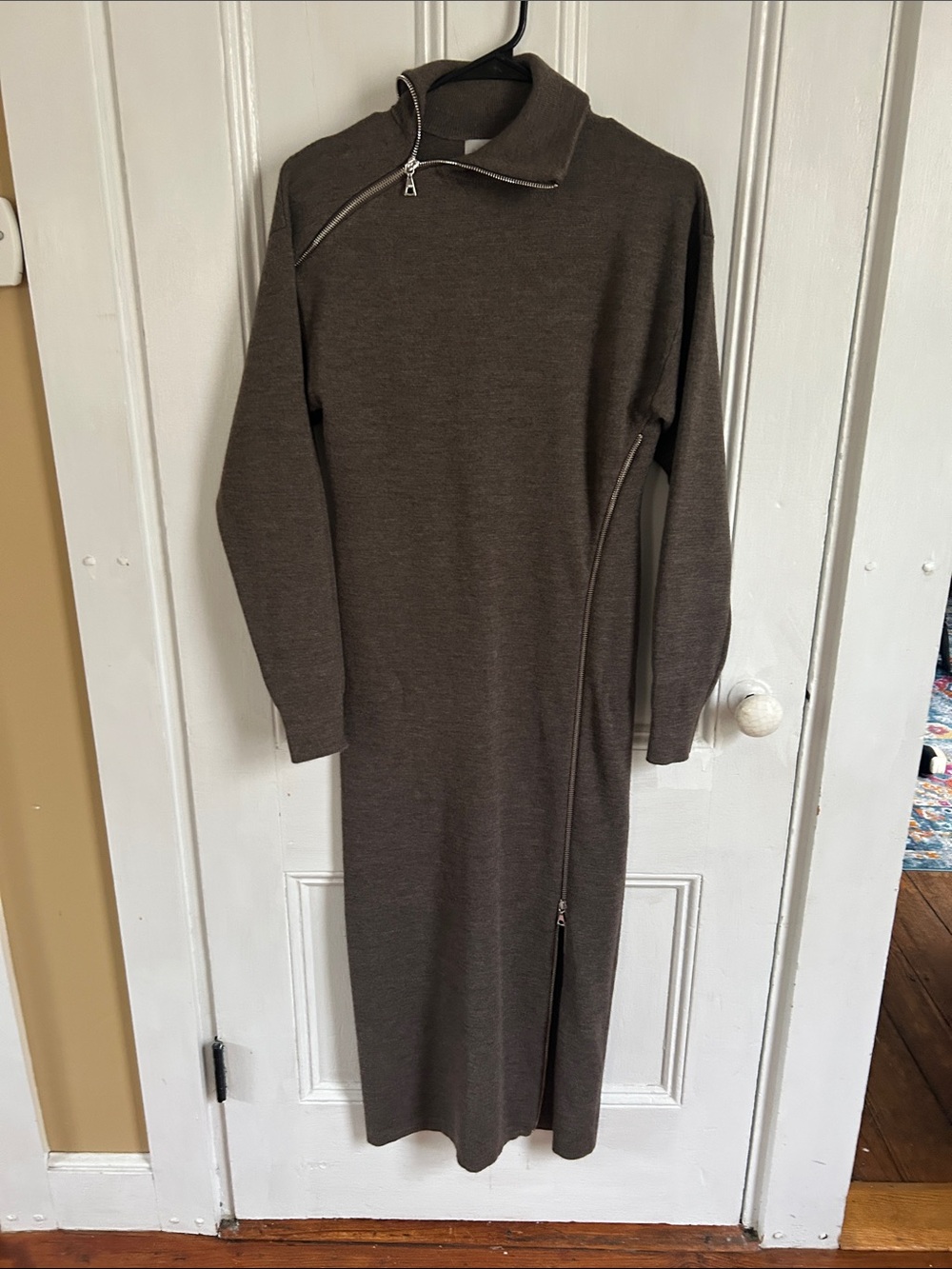 Modern Citizen Brown Midi Zipper Sweater Dress